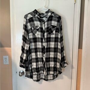 Torrid Black and White Plaid Shirt